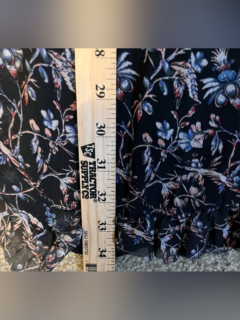 Beltaine Dark Floral Ruffle Tie-Waist Mini Dress size XS - Picture 6 of 11